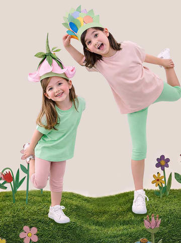 Denokids Legginsy (2 pary) w kolorze jasnoróżowym i zielonym