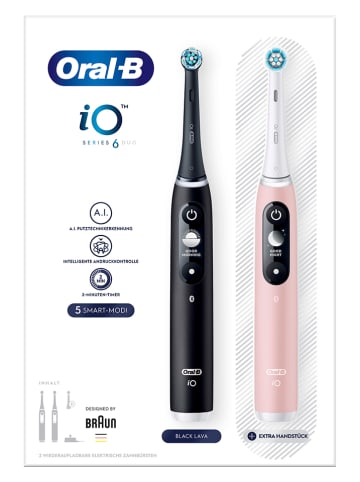 Oral-B 2tlg. Set: Elektr. Zahnbürsten "Oral-B iO Series 6" in Rosa/ Schwarz