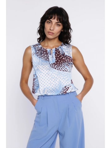 Nife Blousetop lichtblauw/bruin