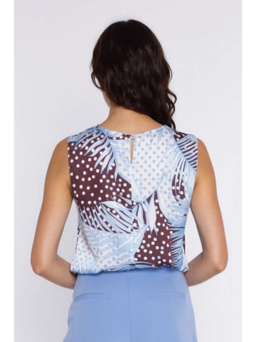 Nife Blousetop lichtblauw/bruin