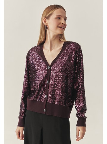 TATUUM Paillettencardigan "Gloss" in Bordeaux