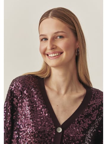 TATUUM Paillettencardigan "Gloss" in Bordeaux