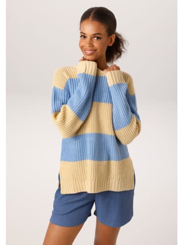 Aniston Pullover in Gelb/ Hellblau