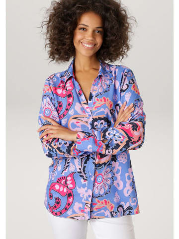 Aniston Bluse in Blau/ Pink