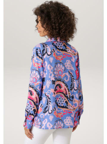 Aniston Bluse in Blau/ Pink