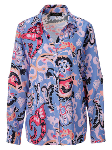 Aniston Bluse in Blau/ Pink