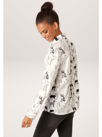 Aniston Bluse in Weiß/ Schwarz