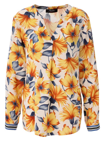 Aniston Bluse in Gelb/ Dunkelblau