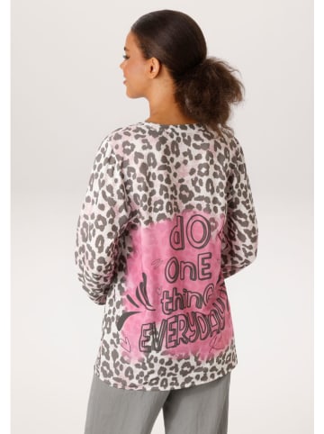 Aniston Bluse in Grau/ Pink