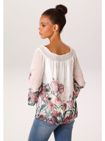 Aniston Bluse in Creme/ Pink