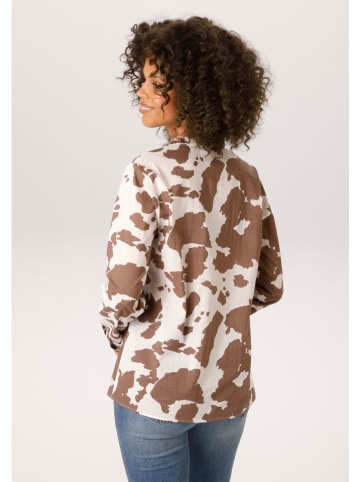 Aniston Bluse in Braun/ Weiß