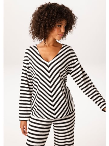 Aniston Sweatshirt zwart/wit