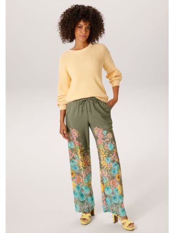 Aniston Spodnie w kolorze khaki ze wzorem