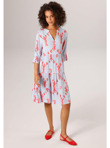 Aniston Jurk lichtblauw/rood