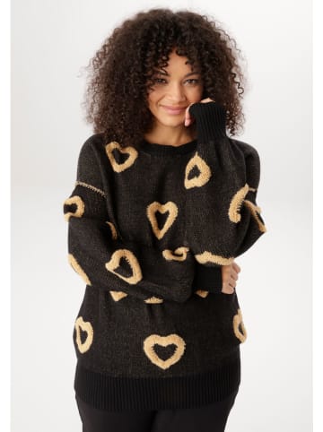 Aniston Pullover in Schwarz/ Hellbraun