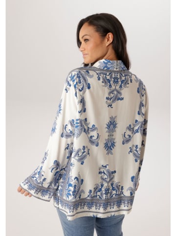 Aniston Bluse in Weiß/ Blau