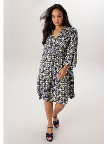 Aniston Kleid in Dunkelblau/ Oliv/ Weiß