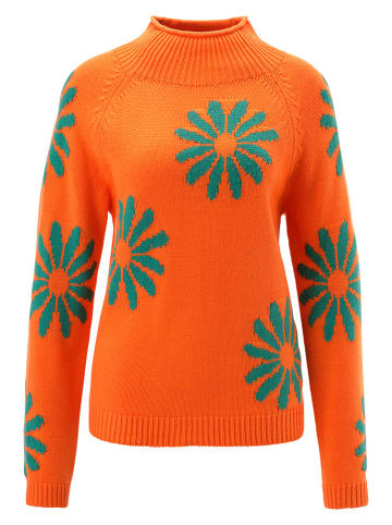 Aniston Pullover in Orange/ Grün