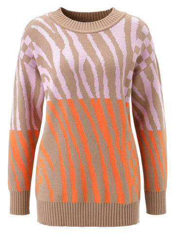 Aniston Pullover in Camel/ Rosa/ Orange