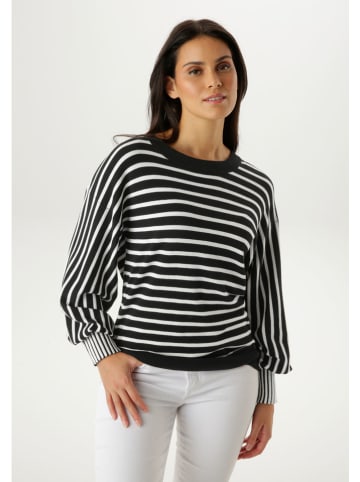 Aniston Pullover in Schwarz/ Weiß