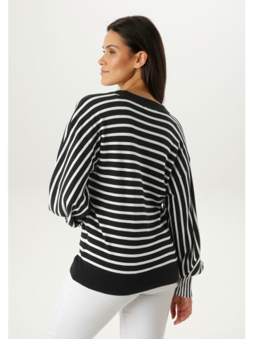 Aniston Pullover in Schwarz/ Weiß