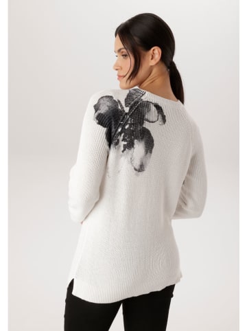 Aniston Pullover in Weiß/ Schwarz