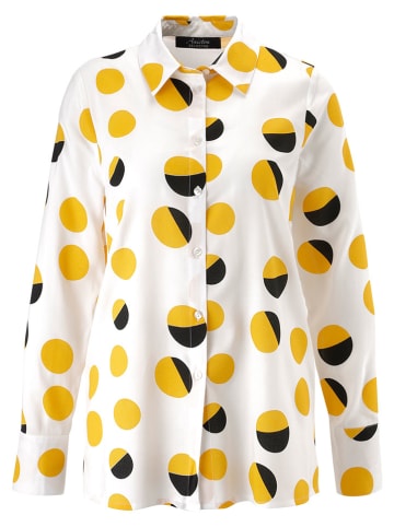 Aniston Bluse in Weiß/ Gelb/ Schwarz