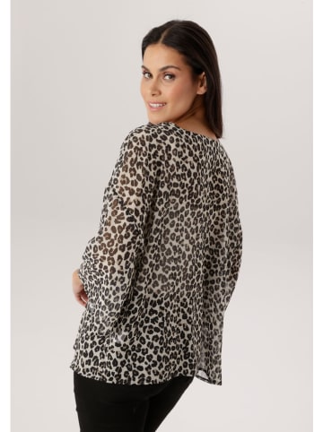 Aniston Bluse in Hellgrau/ Schwarz