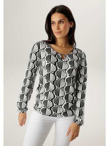 Aniston Longsleeve in Weiß/ Schwarz