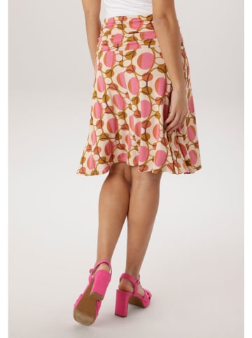 Aniston Spódnica w kolorze oliwkowo-różowo-beżowym