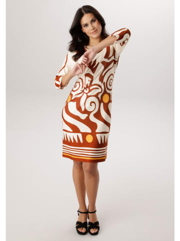 Aniston Kleid in Creme/ Braun