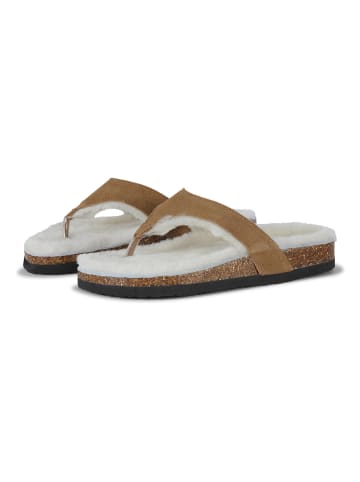 Ilse Jacobsen Skórzane japonki w kolorze jasnobrązowym