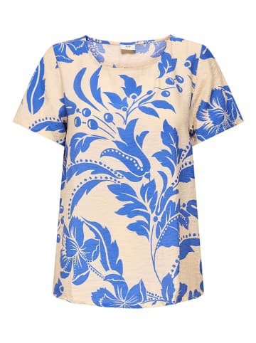 JDY Bluse "Troya" in Beige/ Blau