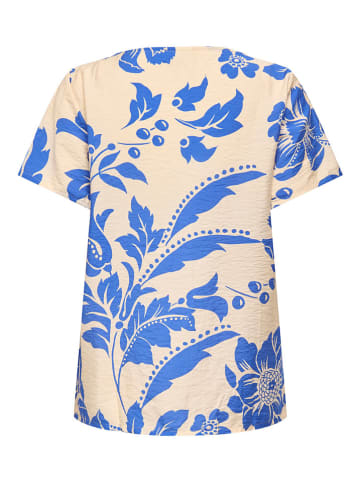 JDY Bluse "Troya" in Beige/ Blau
