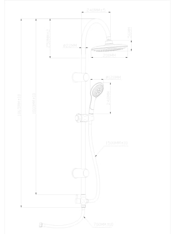 Schütte Regendoucheset "Teneriffa" chroomkleurig/wit