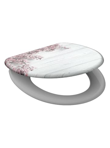 Schütte Toiletbril met softclose "Flowers & Wood" lichtroze/wit