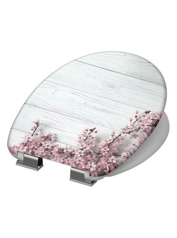 Schütte Toiletbril met softclose "Flowers & Wood" lichtroze/wit
