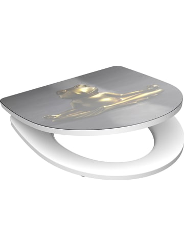 Schütte Toiletbril met softclose "Relaxing frog" grijs/goudkleurig