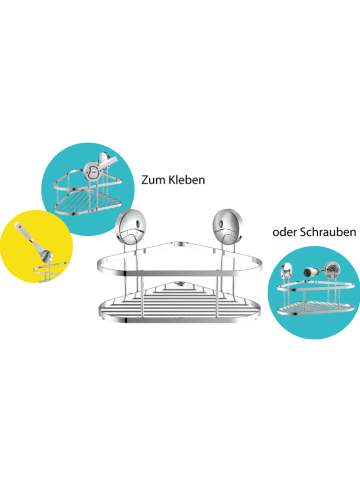 Schütte Douchehoekplank chroomkleurig - (B)18 x (H)8 x (D)11 cm