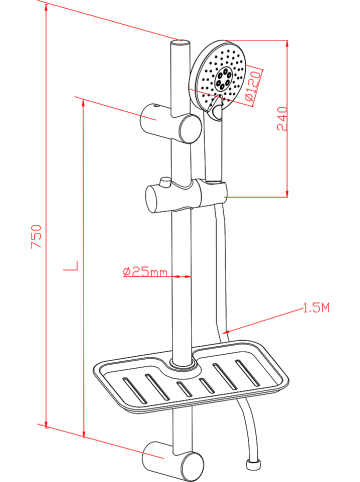 Schütte Douchestangset "Rimini" chroomkleurig