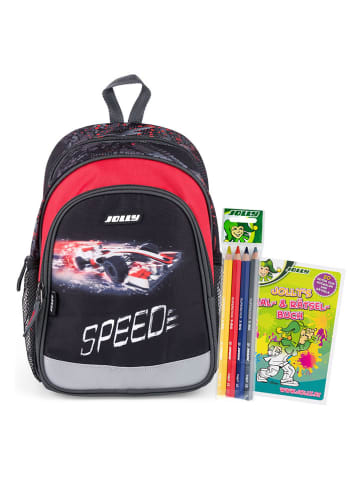 Jolly Kleurterschoolrugzakset "Speed" zwart - (B)23 x (H)33 x (D)13 cm