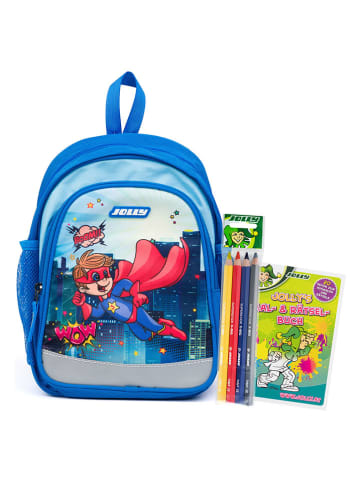Jolly Kindergartenrucksackset "Superhero" in Blau - (B)23 x (H)33 x (T)13 cm