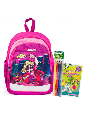 Jolly Kindergartenrucksackset "Superhero" in Pink - (B)23 x (H)33 x (T)13 cm