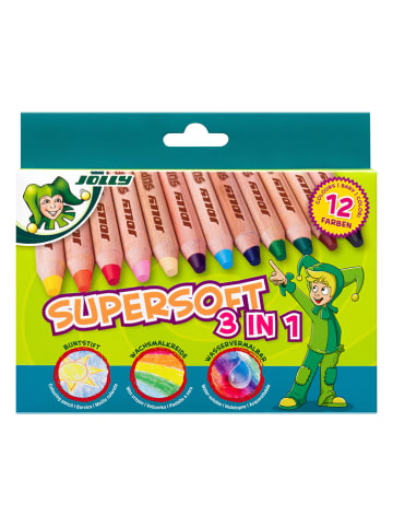 Jolly Kleurpotloden ''Supersoft 3in1'' - 12 stuks