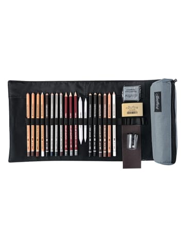 CRETACOLOR 24-częściowy zestaw w kolorze szarym w zwijanym etui