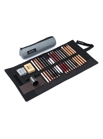 CRETACOLOR 24-częściowy zestaw w kolorze szarym w zwijanym etui