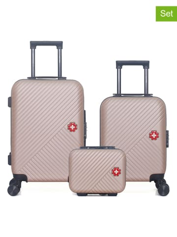 SWISS KOPPER 3-delige hardcase-trolleyset "Spiez" beige