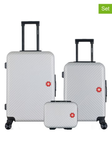 SWISS KOPPER 3tlg. Hardcase-Trolleyset "Spiez" in Silber