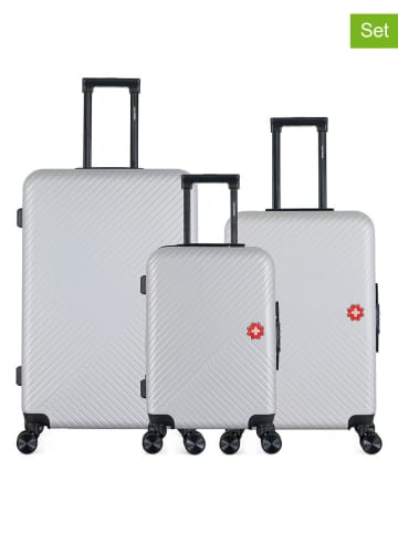 SWISS KOPPER 3-delige hardcase-trolleyset "Spiez" zilverkleurig