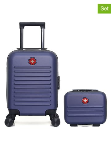 SWISS KOPPER 2-delige hardcase-trolleyset "Wil" donkerblauw